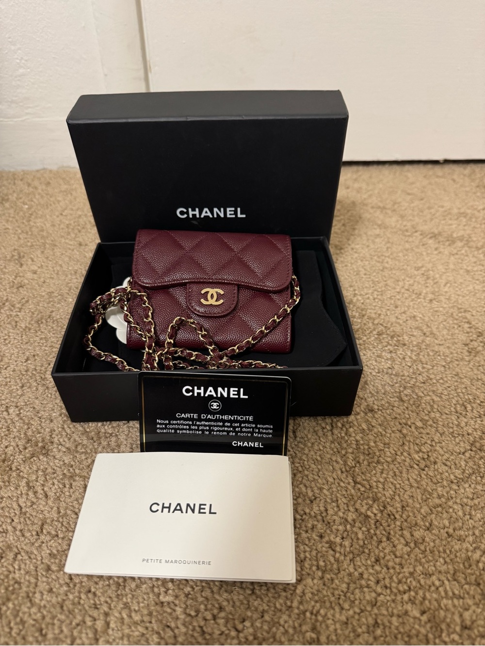 CHANEL Quilted Mini Flap Bag in Wine with Gold Hardware